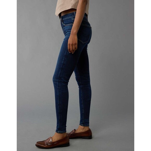 C7 $50 AE Next Level Super High-Waisted Jegging Ink Blue US 6 Reg American Eagle - Picture 3 of 6